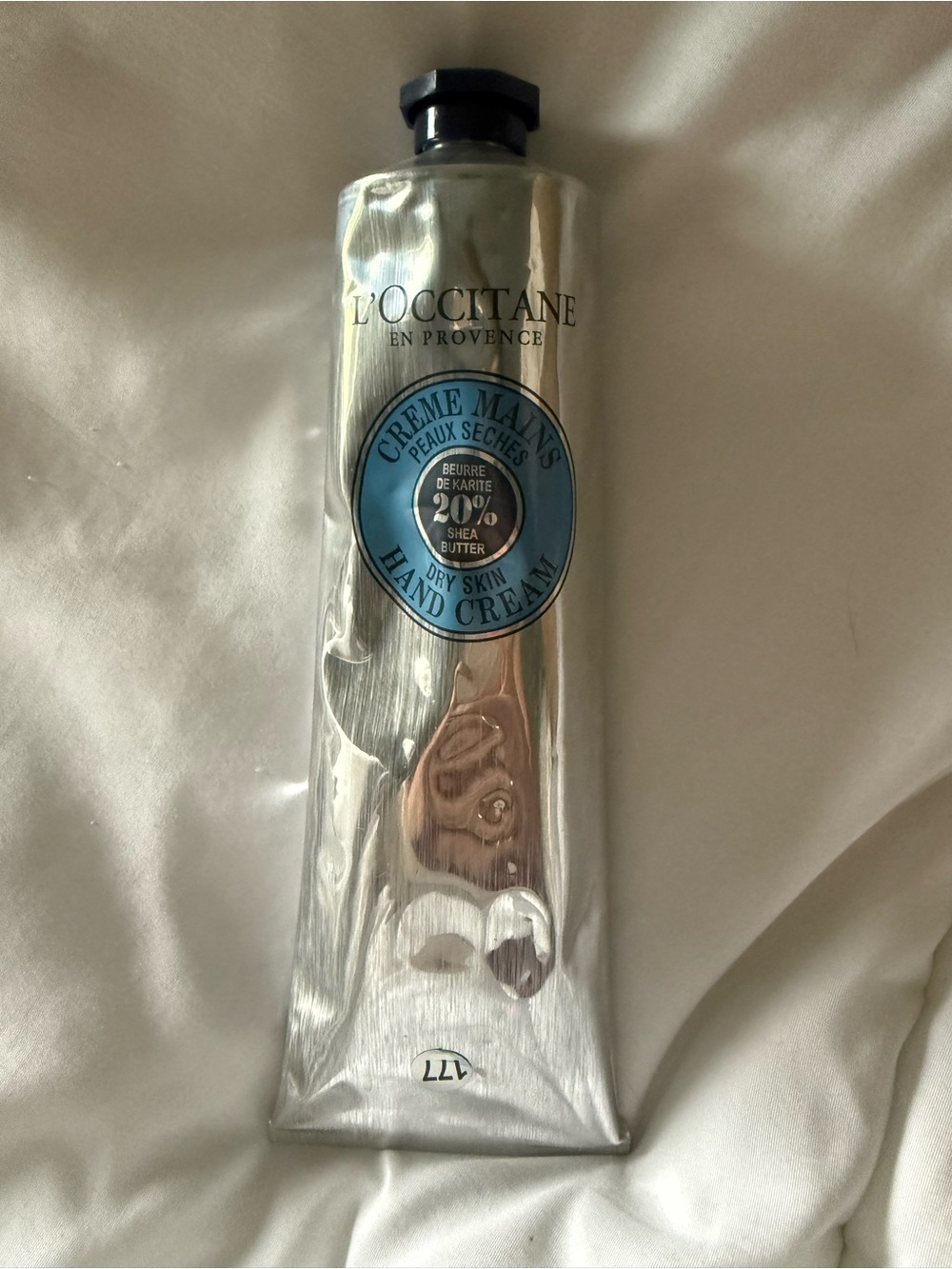 L'OCCITANE Silver Hand Cream Tube with Black Text
